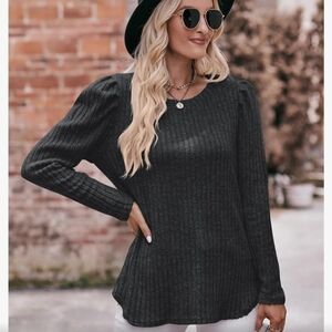 Women Plus Size Casual Knit V Neck Lightweight Long Sleeve Sweaters